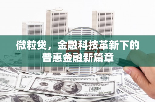 永登微粒贷，金融科技革新下的普惠金融新篇章