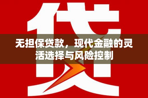 永登无担保贷款，现代金融的灵活选择与风险控制