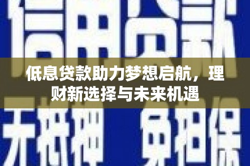 永登低息贷款助力梦想启航，理财新选择与未来机遇