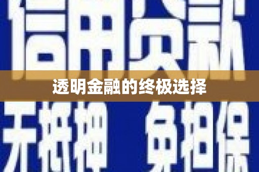 永登透明金融的终极选择
